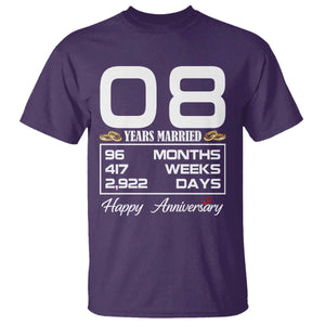 Vintage 8th Wedding Anniversary T Shirt Eight Years Married Gift