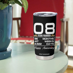 Vintage 8th Wedding Anniversary Tumbler Cup Eight Years Married Gift