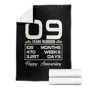Vintage 9th Wedding Anniversary Throw Blanket Nine Years Married Gift