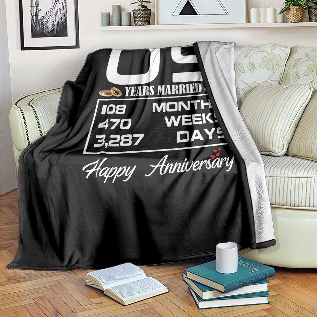Vintage 9th Wedding Anniversary Throw Blanket Nine Years Married Gift