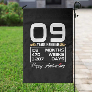 Vintage 9th Wedding Anniversary Garden Flag Nine Years Married Gift