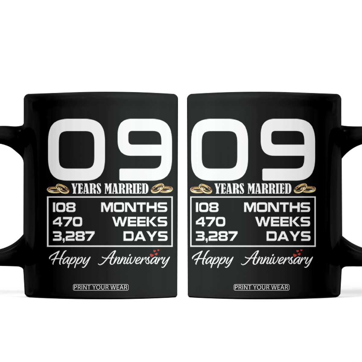 Vintage 9th Wedding Anniversary Coffee Mug Nine Years Married Gift