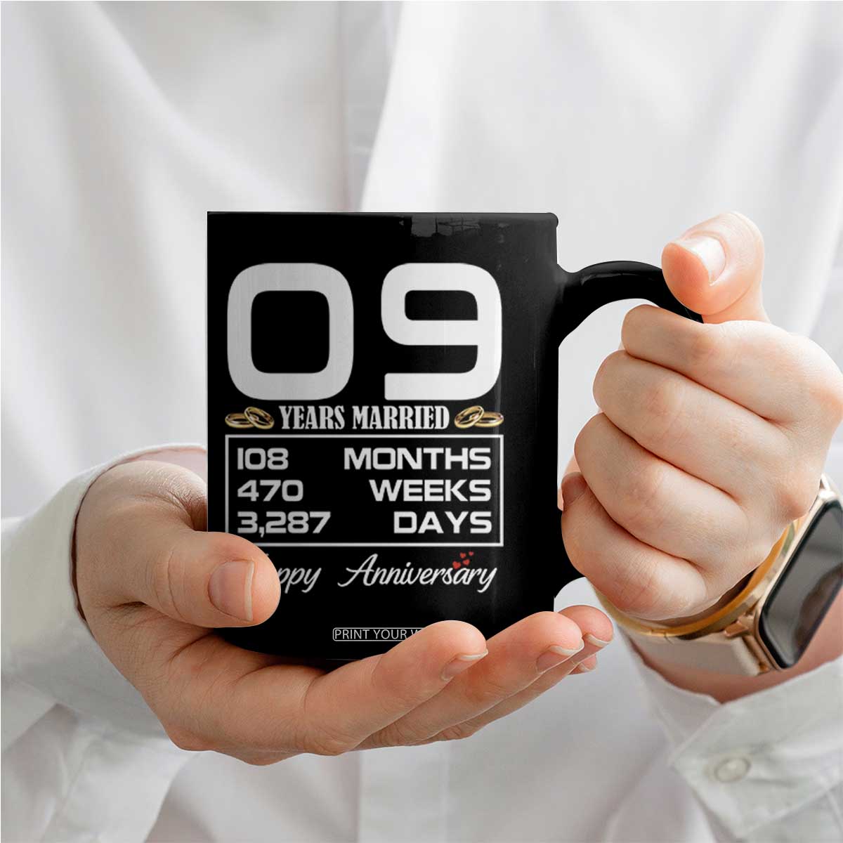 Vintage 9th Wedding Anniversary Coffee Mug Nine Years Married Gift