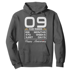 Vintage 9th Wedding Anniversary Hoodie Nine Years Married Gift