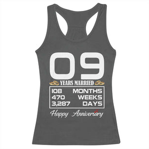 Vintage 9th Wedding Anniversary Racerback Tank Top Nine Years Married Gift