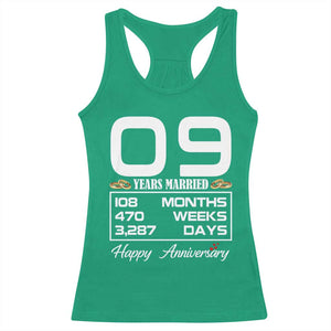 Vintage 9th Wedding Anniversary Racerback Tank Top Nine Years Married Gift