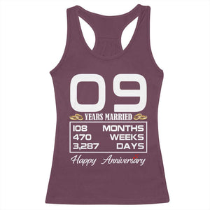 Vintage 9th Wedding Anniversary Racerback Tank Top Nine Years Married Gift