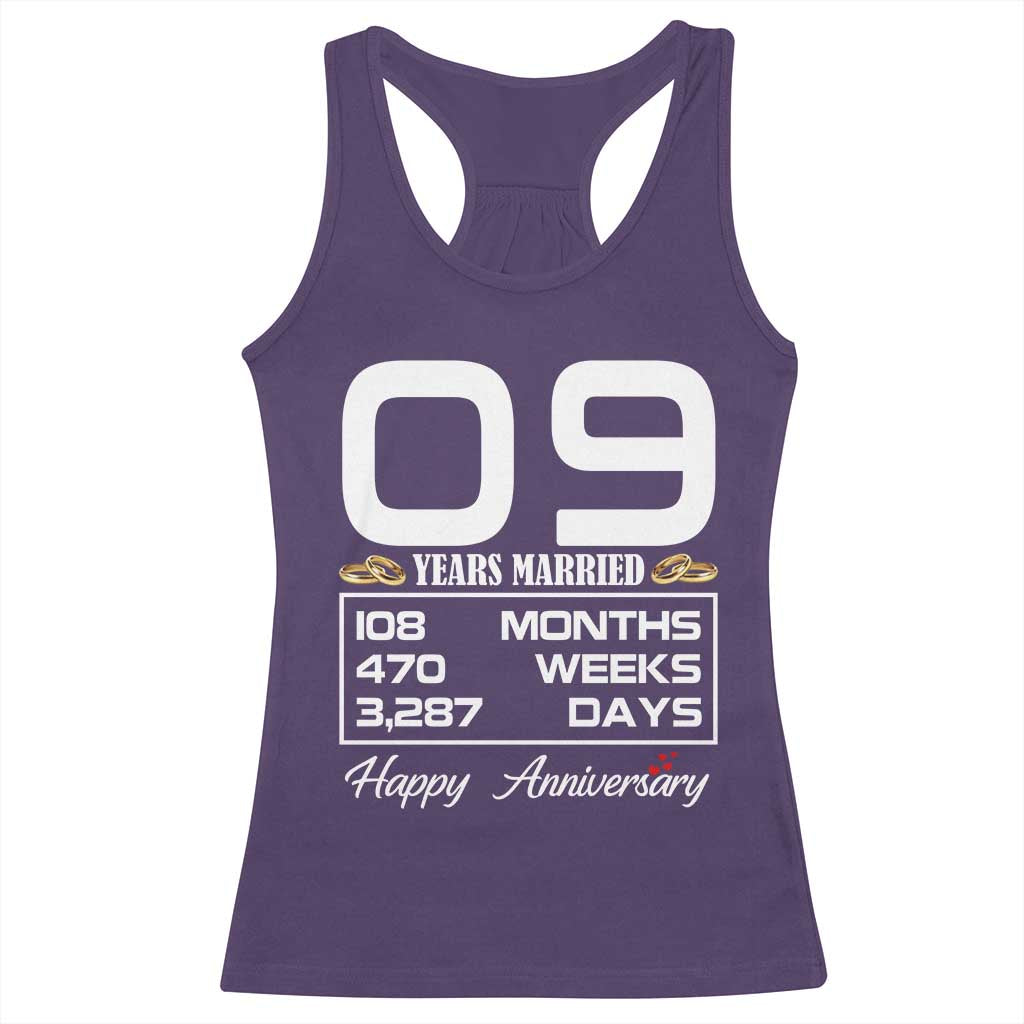 Vintage 9th Wedding Anniversary Racerback Tank Top Nine Years Married Gift
