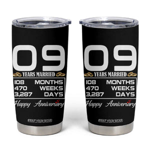 Vintage 9th Wedding Anniversary Tumbler Cup Nine Years Married Gift