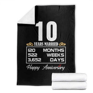 Vintage 10th Wedding Anniversary Throw Blanket Ten Years Married Gift