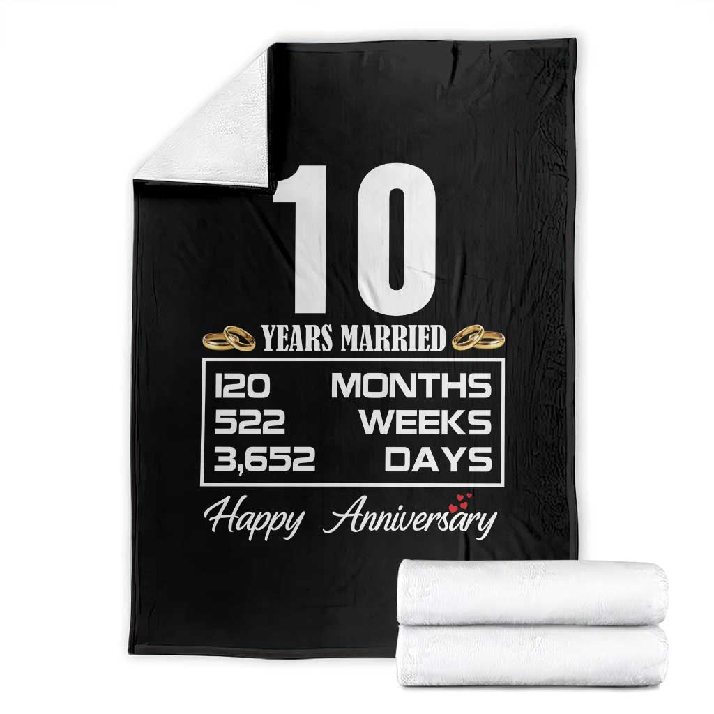Vintage 10th Wedding Anniversary Throw Blanket Ten Years Married Gift