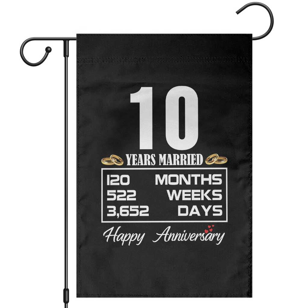 Vintage 10th Wedding Anniversary Garden Flag Ten Years Married Gift