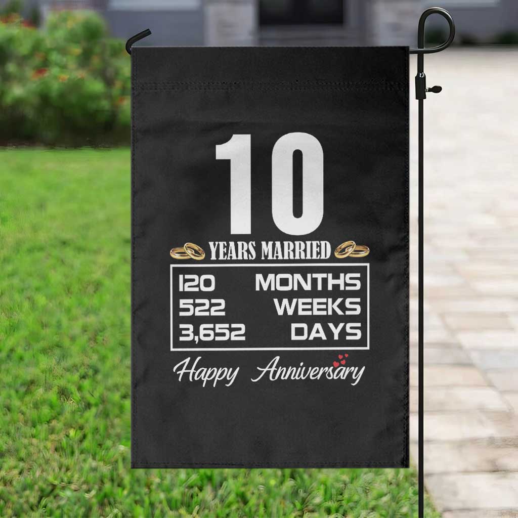 Vintage 10th Wedding Anniversary Garden Flag Ten Years Married Gift