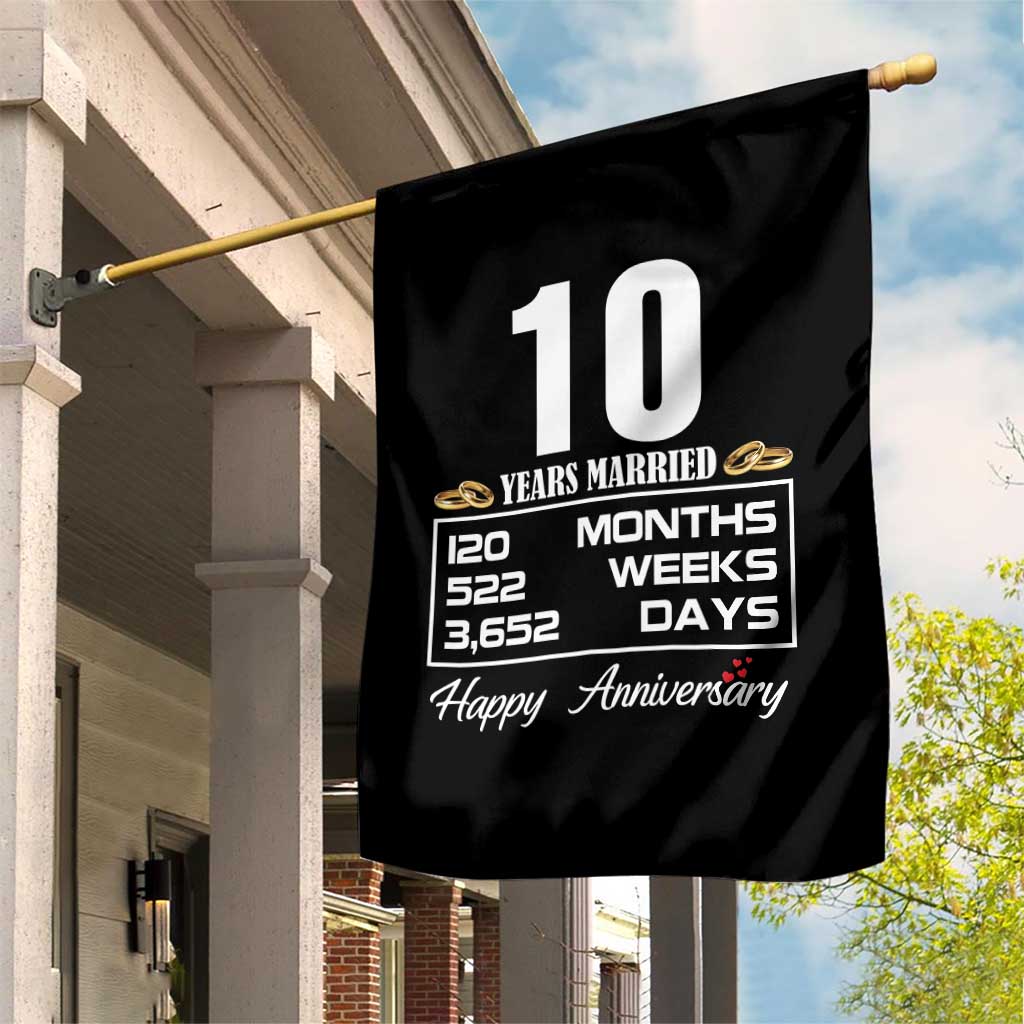 Vintage 10th Wedding Anniversary Garden Flag Ten Years Married Gift