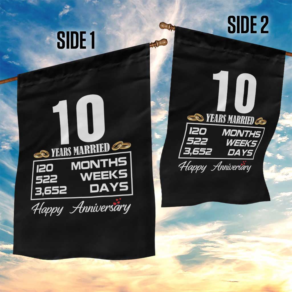 Vintage 10th Wedding Anniversary Garden Flag Ten Years Married Gift