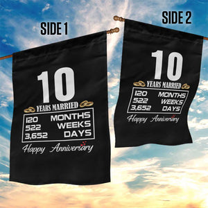 Vintage 10th Wedding Anniversary Garden Flag Ten Years Married Gift