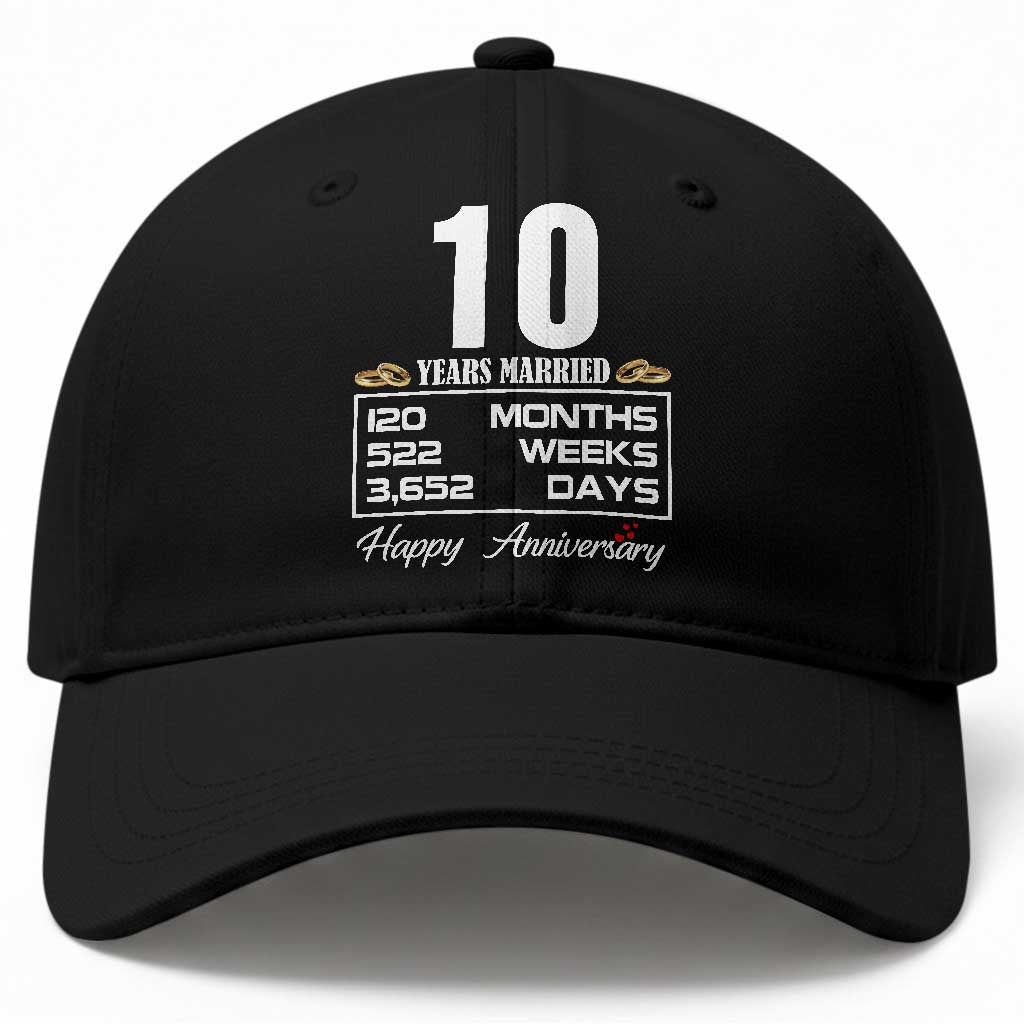 Vintage 10th Wedding Anniversary Baseball Cap Ten Years Married Gift