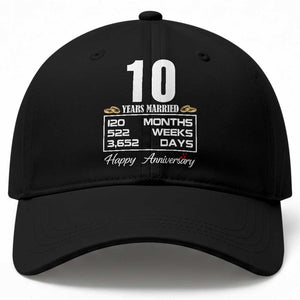 Vintage 10th Wedding Anniversary Baseball Cap Ten Years Married Gift