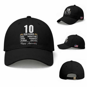 Vintage 10th Wedding Anniversary Baseball Cap Ten Years Married Gift