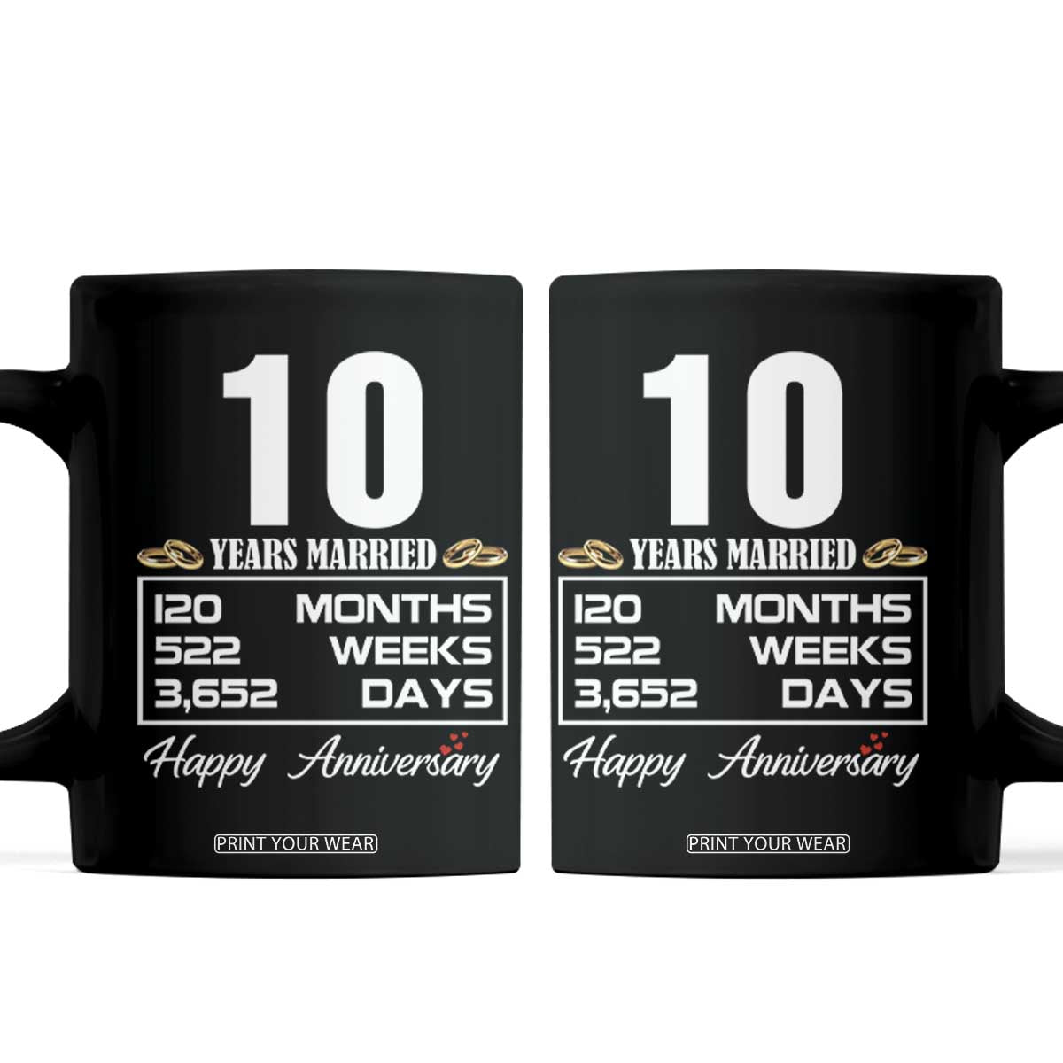 Vintage 10th Wedding Anniversary Coffee Mug Ten Years Married Gift