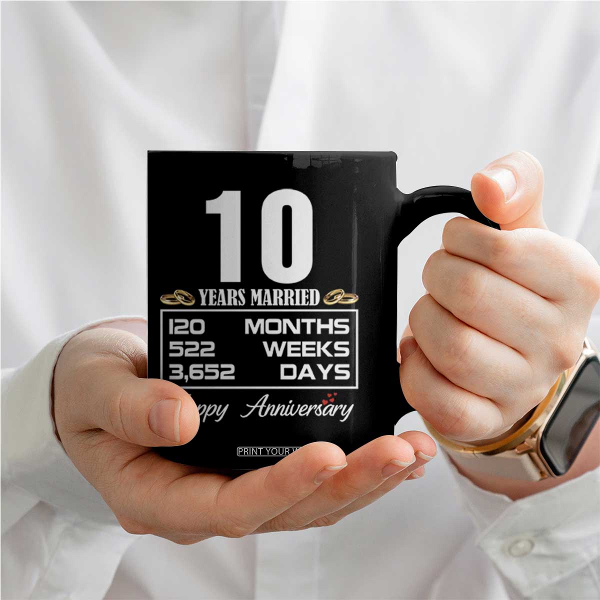 Vintage 10th Wedding Anniversary Coffee Mug Ten Years Married Gift