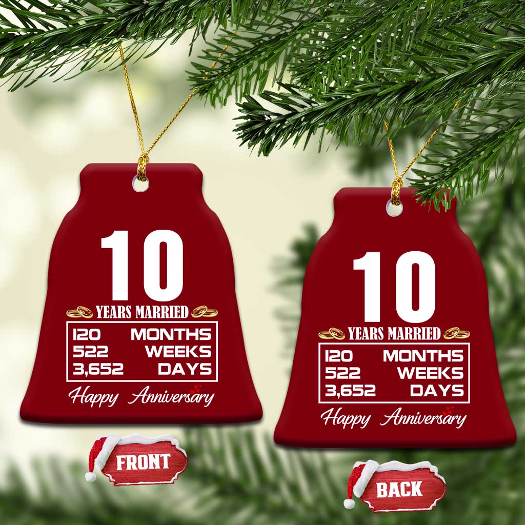 Vintage 10th Wedding Anniversary Ceramic Ornament Ten Years Married Gift