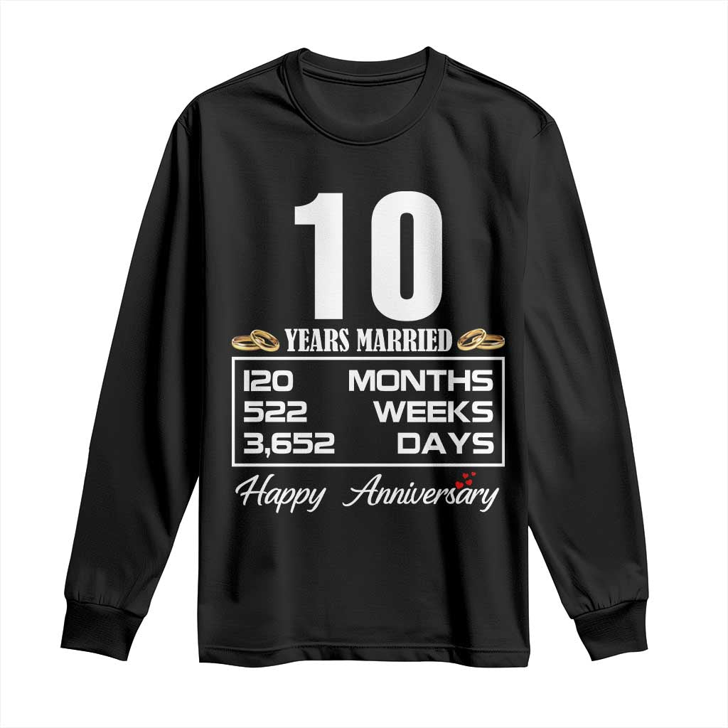 Vintage 10th Wedding Anniversary Long Sleeve Shirt Ten Years Married Gift