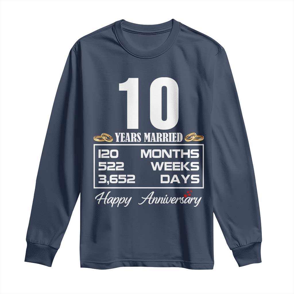 Vintage 10th Wedding Anniversary Long Sleeve Shirt Ten Years Married Gift