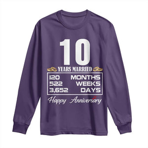 Vintage 10th Wedding Anniversary Long Sleeve Shirt Ten Years Married Gift