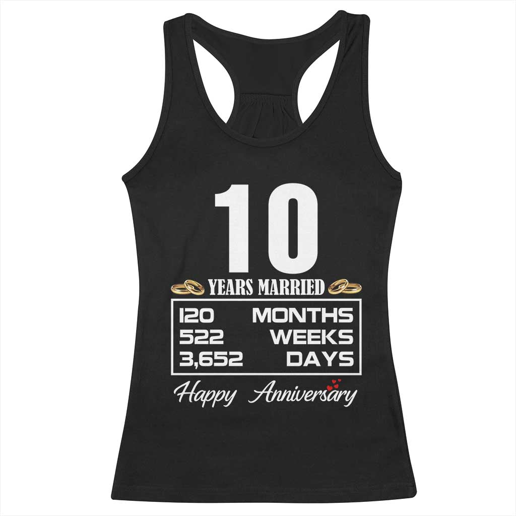 Vintage 10th Wedding Anniversary Racerback Tank Top Ten Years Married Gift