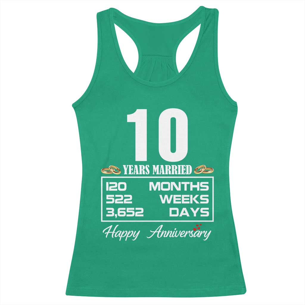 Vintage 10th Wedding Anniversary Racerback Tank Top Ten Years Married Gift