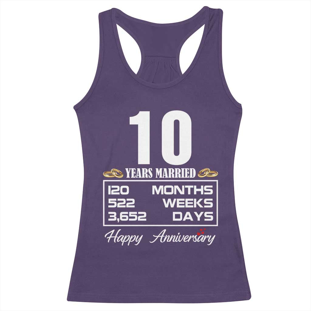 Vintage 10th Wedding Anniversary Racerback Tank Top Ten Years Married Gift