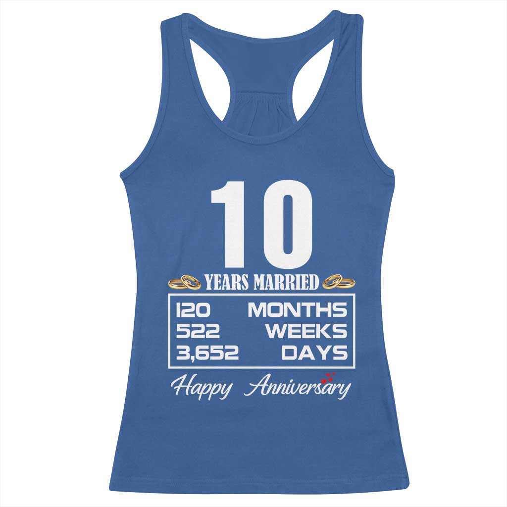 Vintage 10th Wedding Anniversary Racerback Tank Top Ten Years Married Gift
