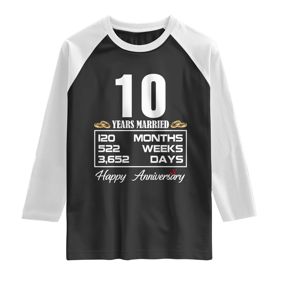 Vintage 10th Wedding Anniversary Raglan Shirt Ten Years Married Gift