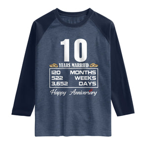 Vintage 10th Wedding Anniversary Raglan Shirt Ten Years Married Gift