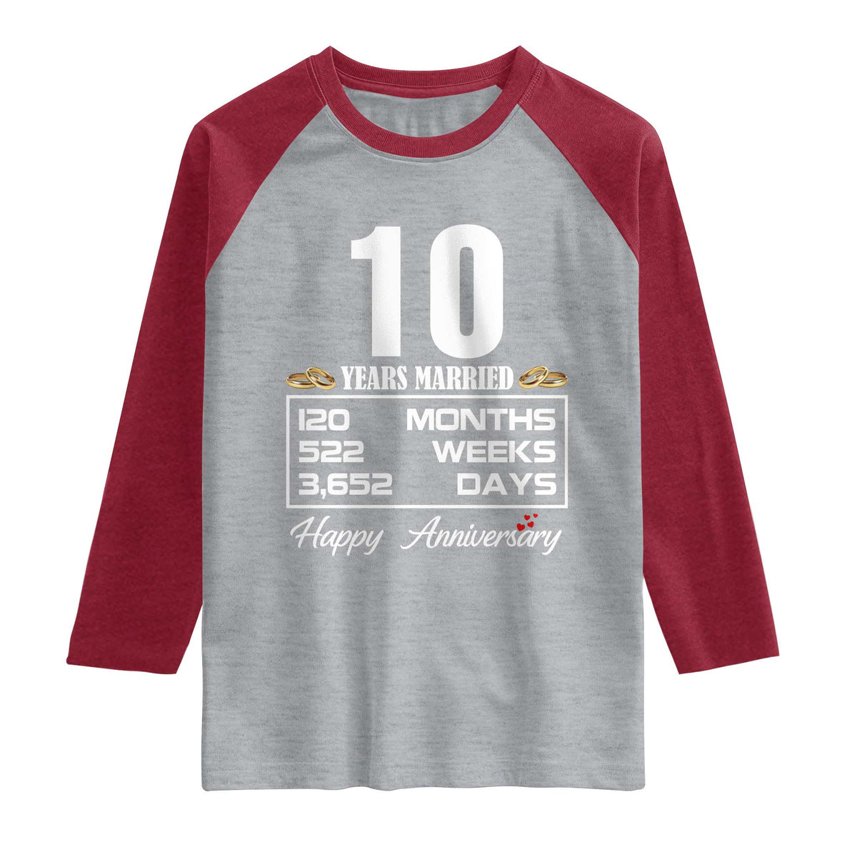 Vintage 10th Wedding Anniversary Raglan Shirt Ten Years Married Gift