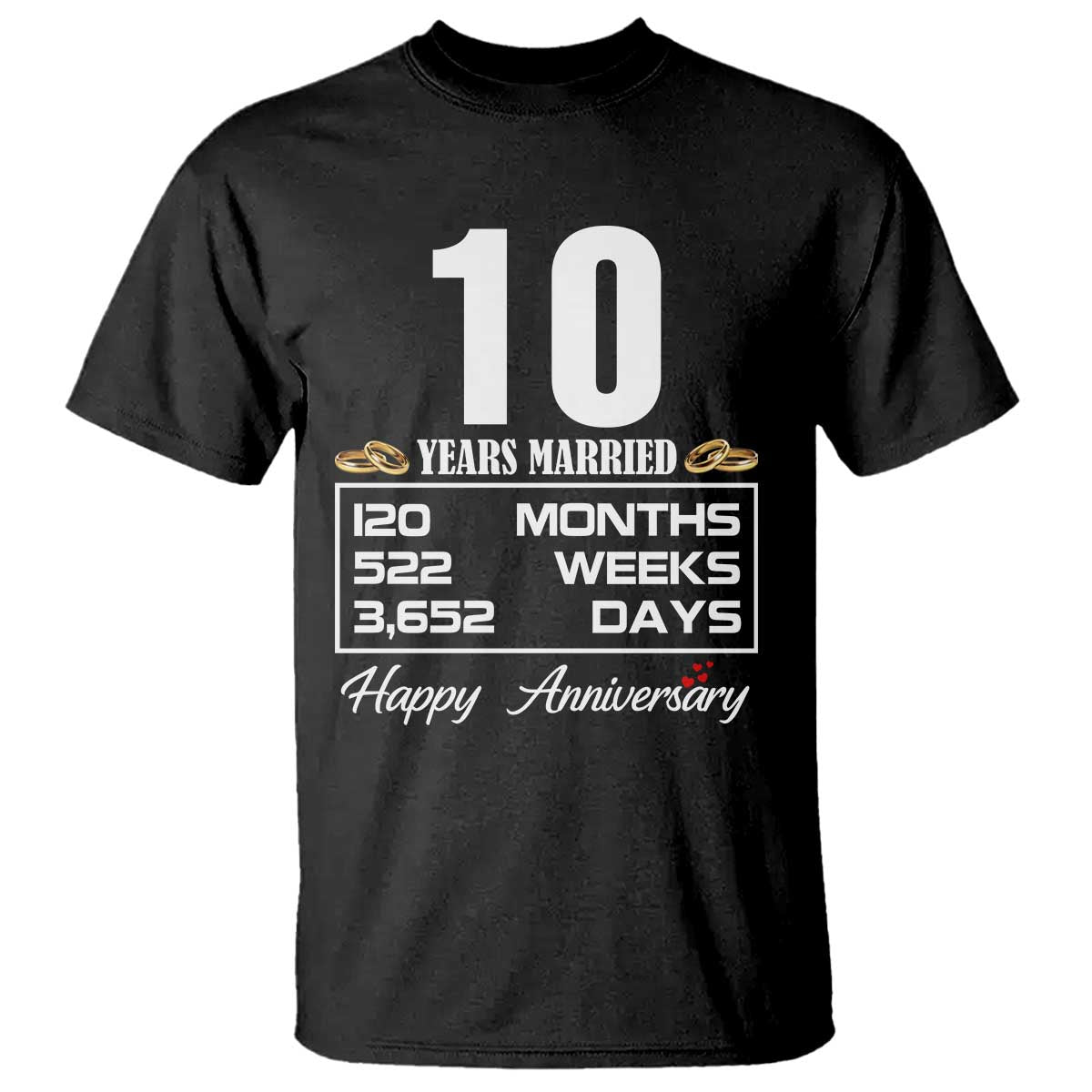 Vintage 10th Wedding Anniversary T Shirt Ten Years Married Gift