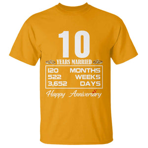 Vintage 10th Wedding Anniversary T Shirt Ten Years Married Gift