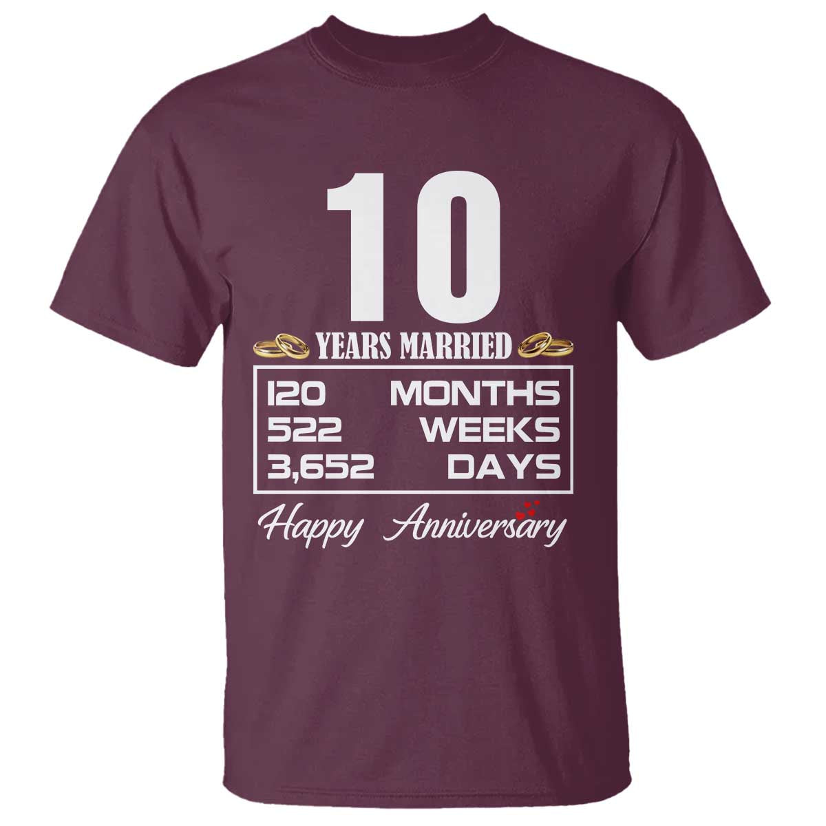 Vintage 10th Wedding Anniversary T Shirt Ten Years Married Gift