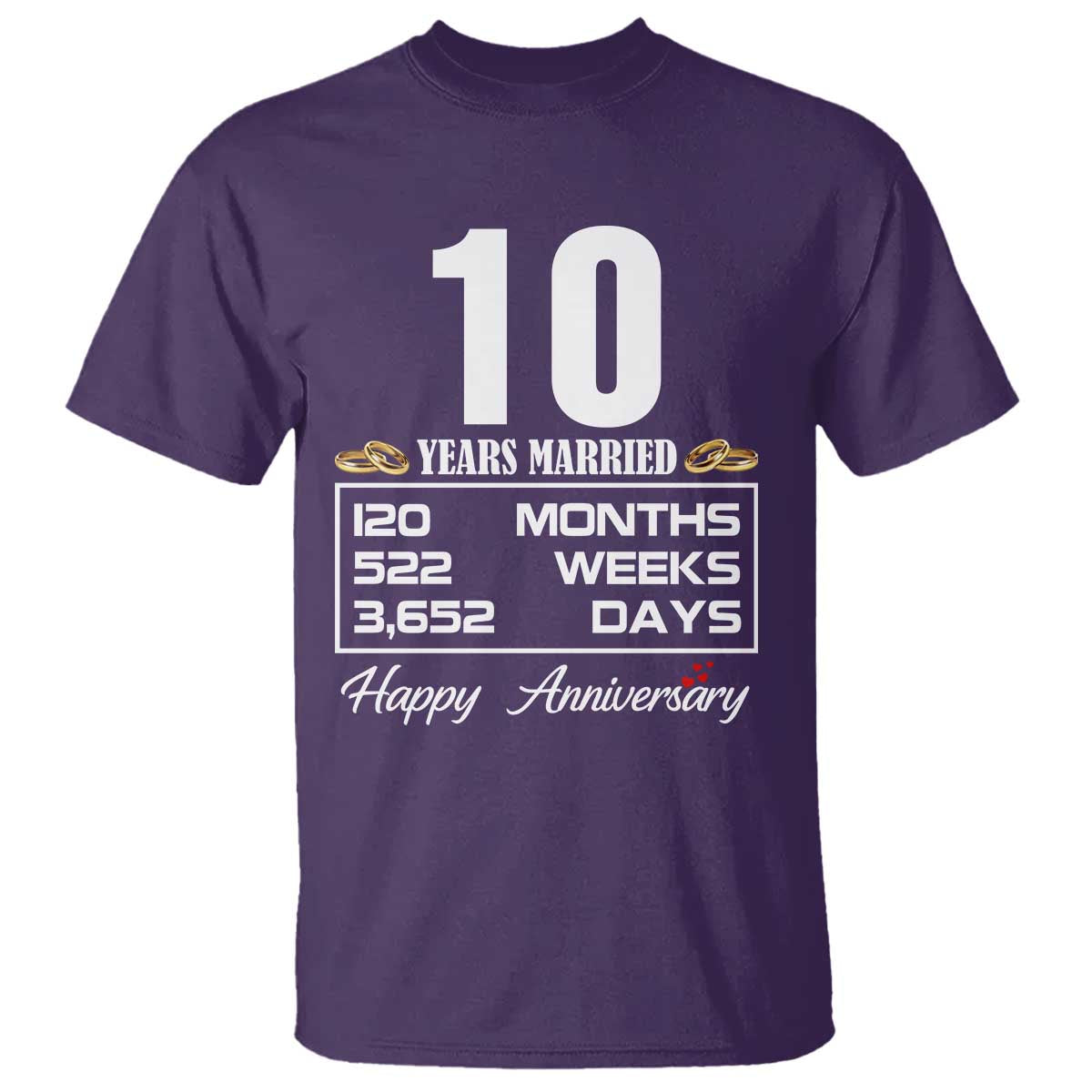 Vintage 10th Wedding Anniversary T Shirt Ten Years Married Gift