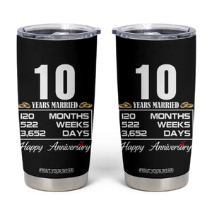 Vintage 10th Wedding Anniversary Tumbler Cup Ten Years Married Gift