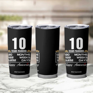 Vintage 10th Wedding Anniversary Tumbler Cup Ten Years Married Gift
