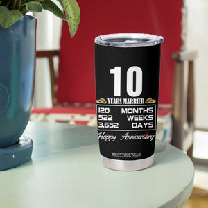 Vintage 10th Wedding Anniversary Tumbler Cup Ten Years Married Gift
