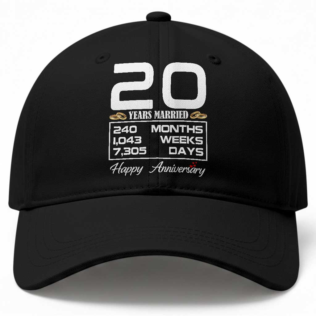 Vintage 20th Wedding Anniversary Baseball Cap Twenty Years Married Gift