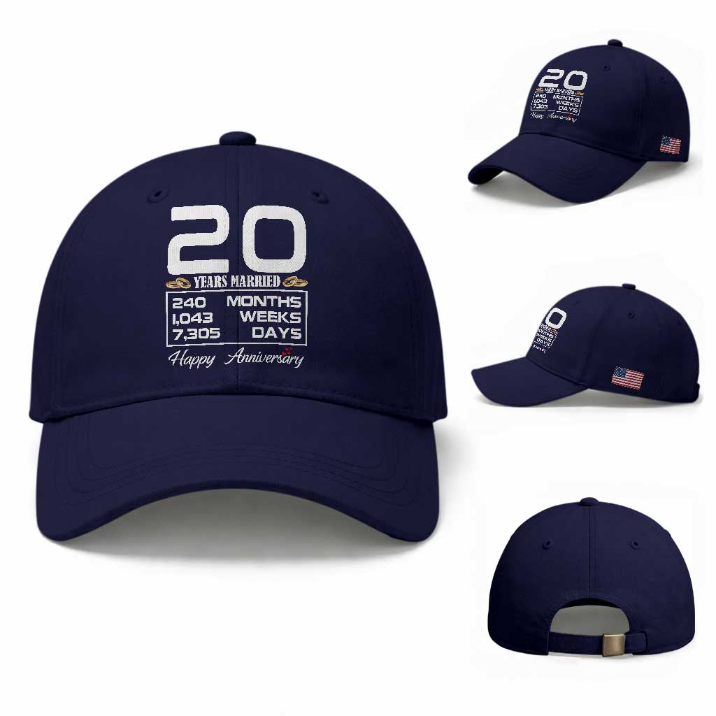 Vintage 20th Wedding Anniversary Baseball Cap Twenty Years Married Gift