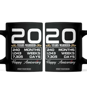 Vintage 20th Wedding Anniversary Coffee Mug Twenty Years Married Gift