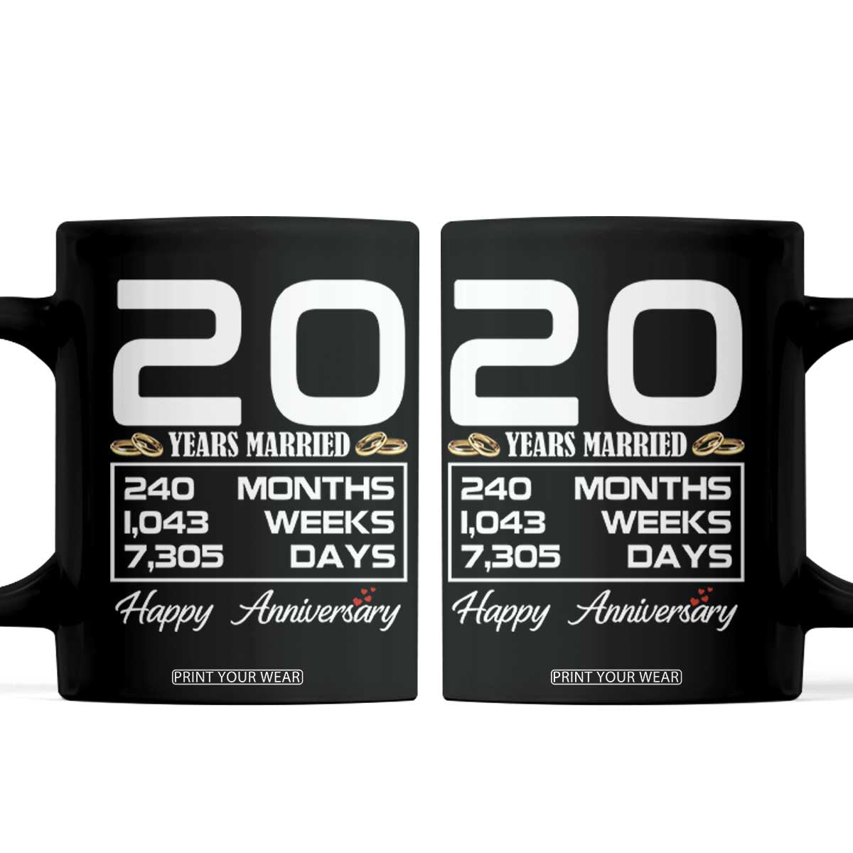 Vintage 20th Wedding Anniversary Coffee Mug Twenty Years Married Gift