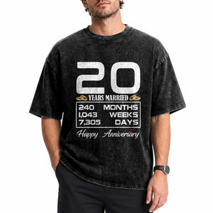 Vintage 20th Wedding Anniversary Washed Cotton T-Shirt Twenty Years Married Gift