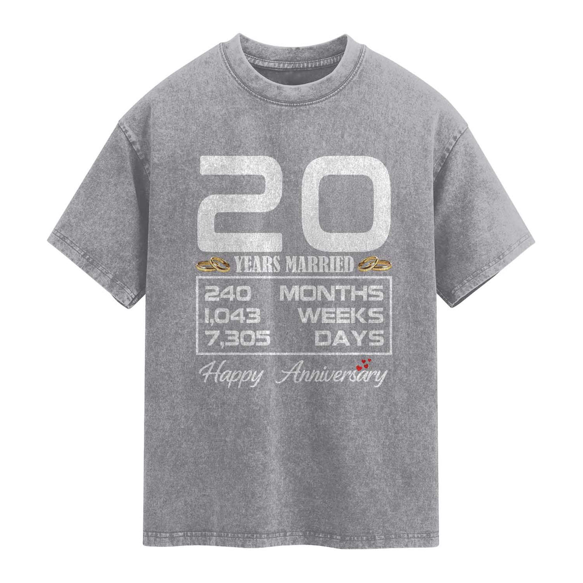 Vintage 20th Wedding Anniversary Washed Cotton T-Shirt Twenty Years Married Gift