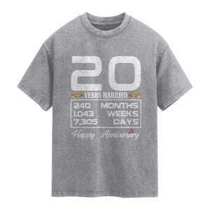 Vintage 20th Wedding Anniversary Washed Cotton T-Shirt Twenty Years Married Gift